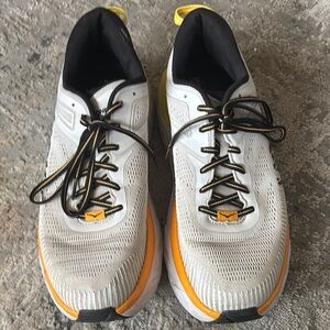 Hoka White and Orange Athletic Shoes